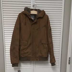 Men's Brown Spiewak Jacket with Fur Hood